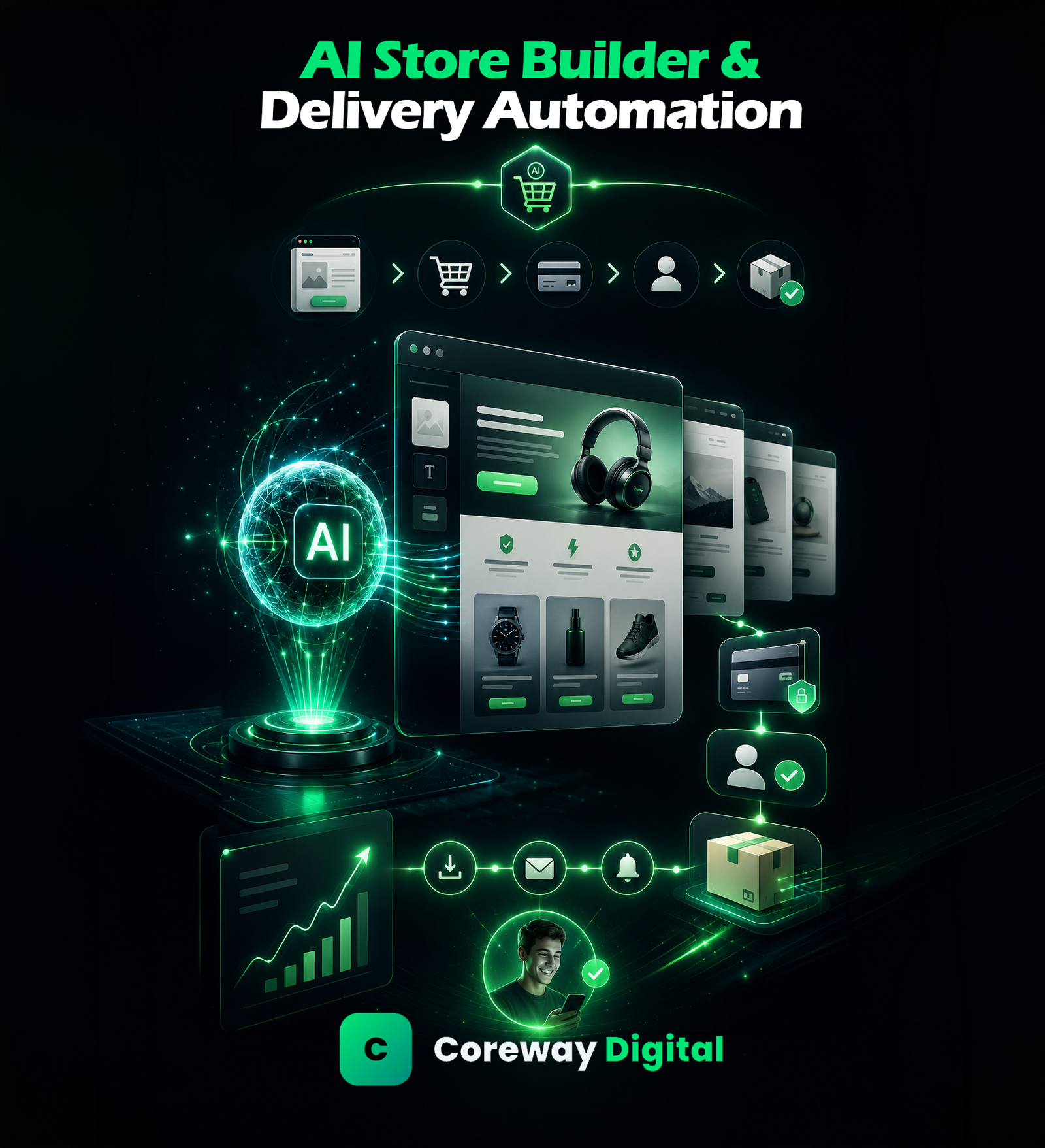 E-Commerce With AI Landing Page Generator and Full Delivery Automation